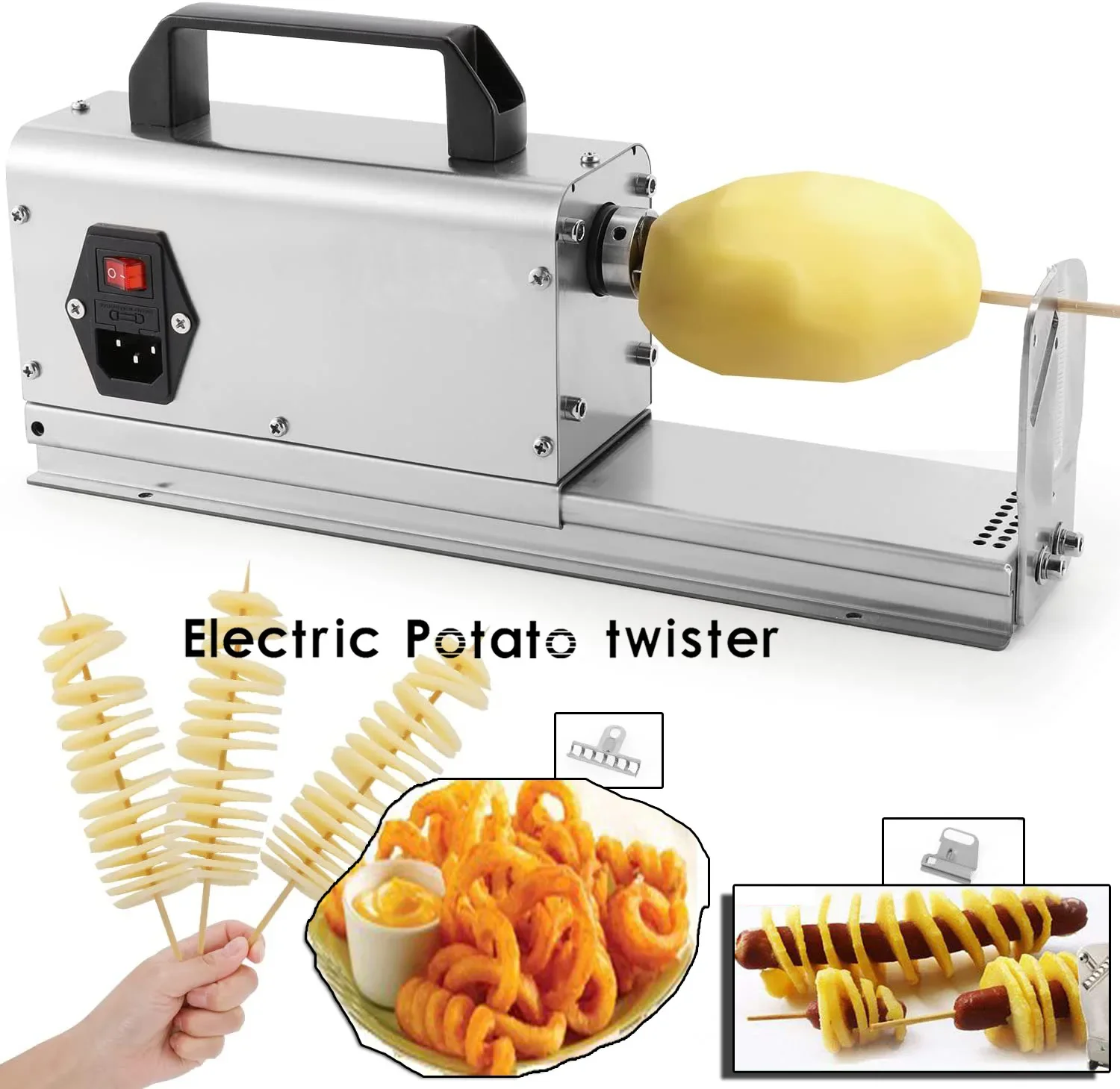 40W 528-8 3IN1 Electric Multifunctional Potato Tower Machine Cutting Machine Potato Twist Curly Fries Twist Hot Dog 110V 220V