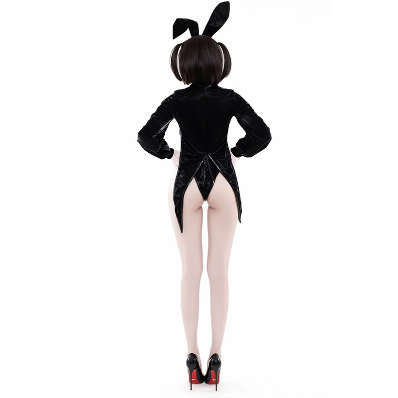 مثير الأصلي جديد مثير الأرنب فتاة تأثيري حلي جلدية ارتداءها مطاطا أنيمي خادمة الملابس ملهى ليلي حفلة الهالوين البدلة #5
