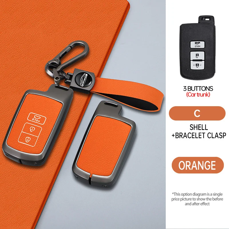 Metalen Lederen Sleutelhanger Case Cover Sleutelhanger Voor Toyota Camry Highlander Kluger RAV4 Corolla Tacoma Tundra 4Runner Sequoia LC200