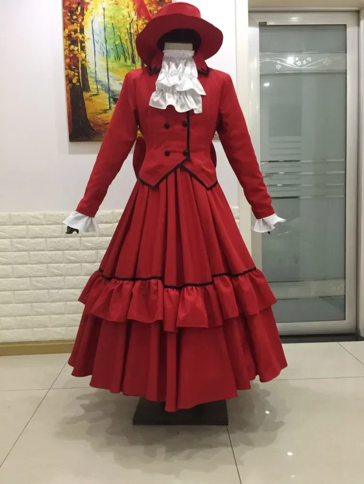 

Kuroshitsuji Black deacon Angelina Ciel cosplay costume prom dress red dress