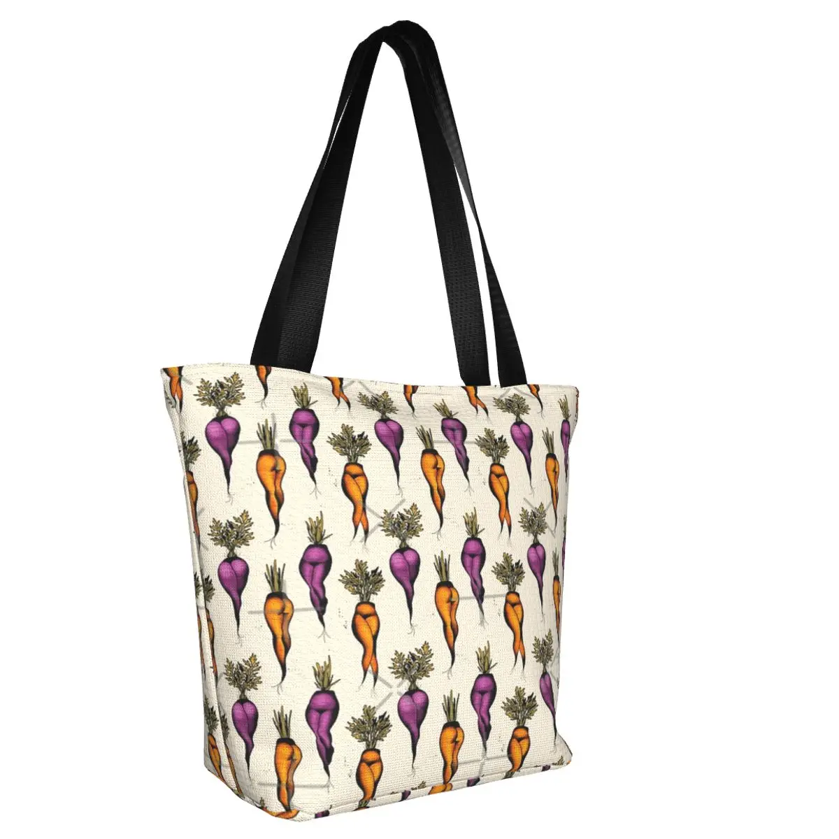 Sexy Carrots Botanical Chart Tattoo Flash Casual Shoulder Tote Shopping Bag Lightweight Zip Pocket Bag For Birthday Gift