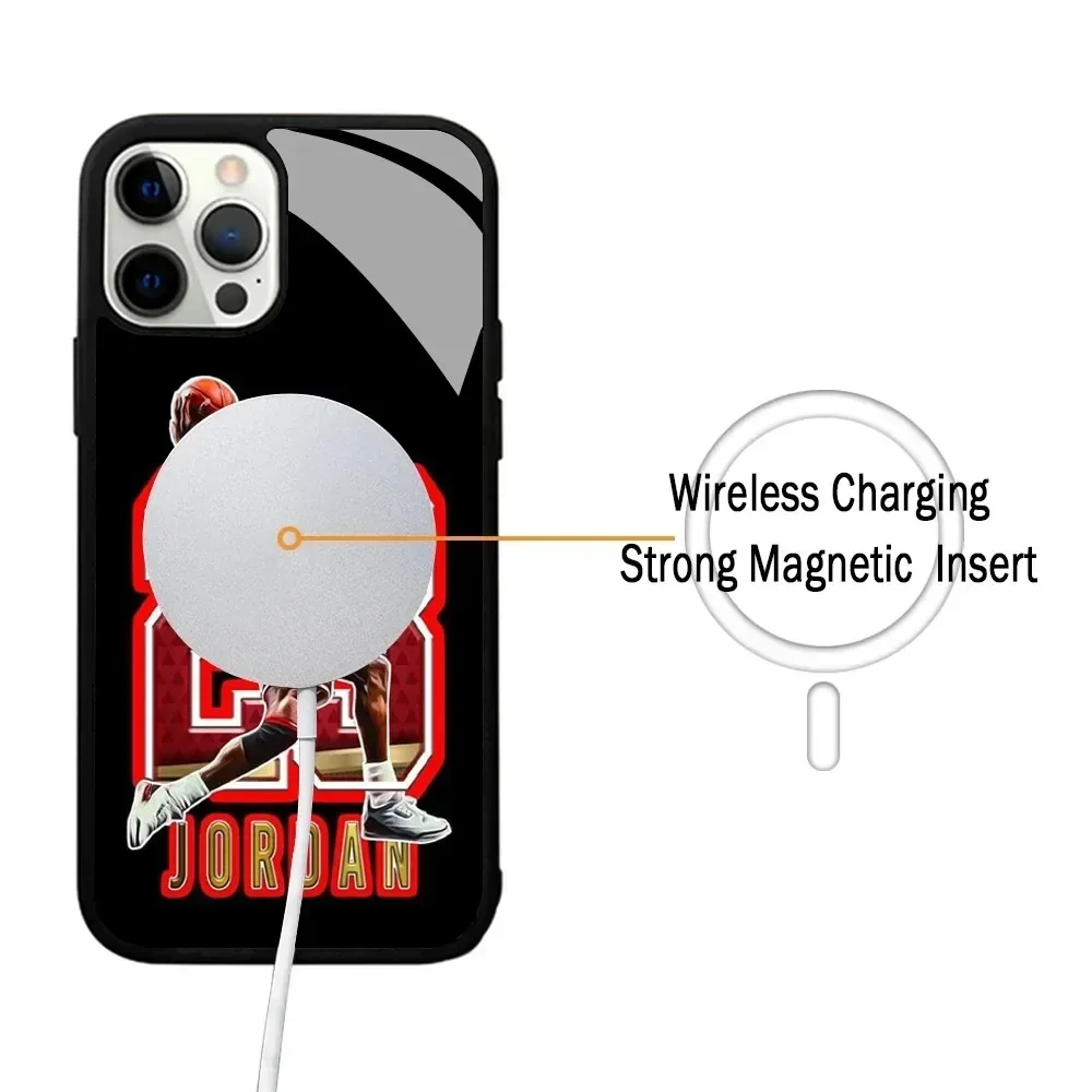 Basketball Michael Jordan-MJ Phone Case For IPhone 15 14 13 Pro Max 11 12 Mini Alex Mirror For Magsafe Wireless Charging Cover