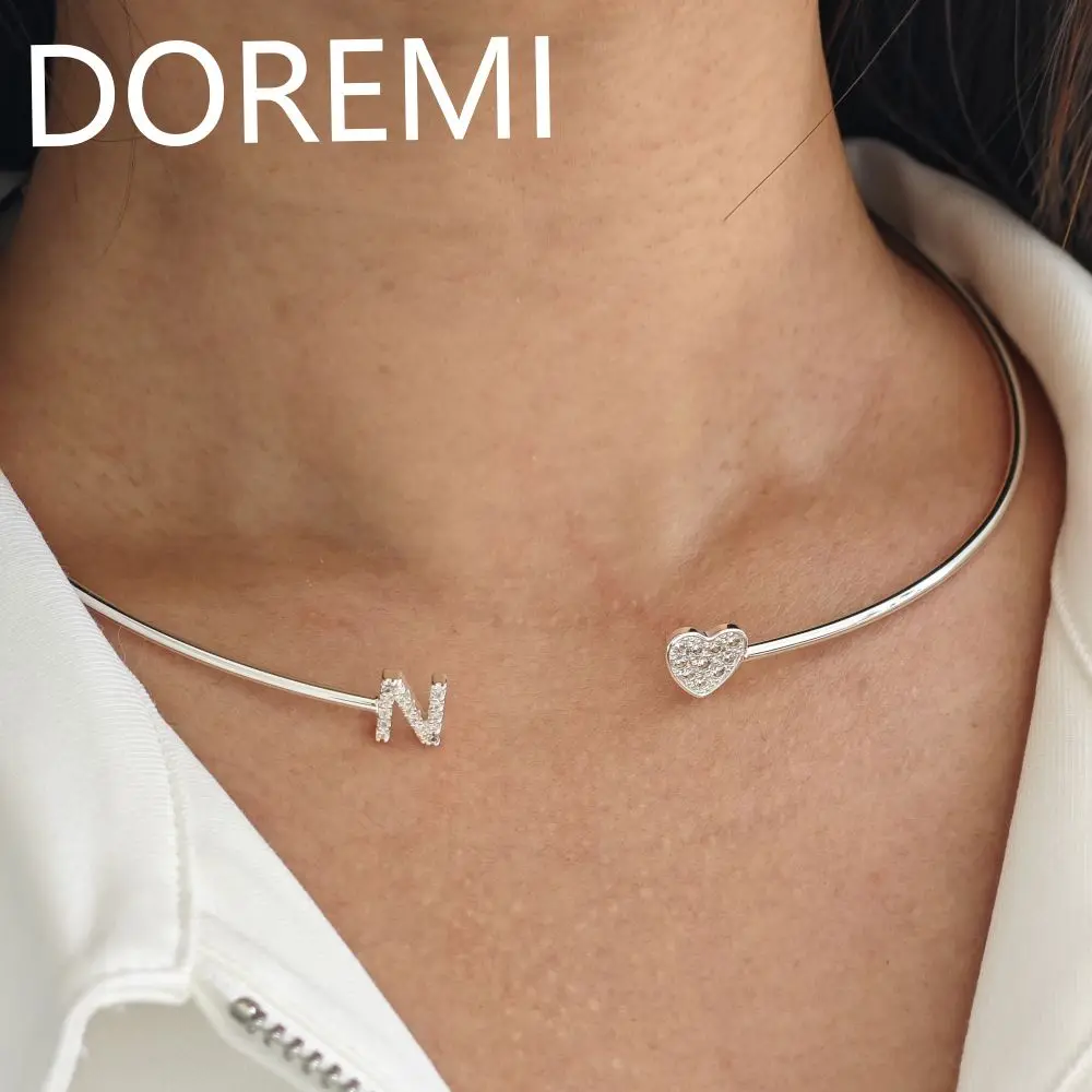 DOREMI New Arrival Initial Letter Choker Birthstone Color Women Elegant Custom Letters Necklace Bangle Choker