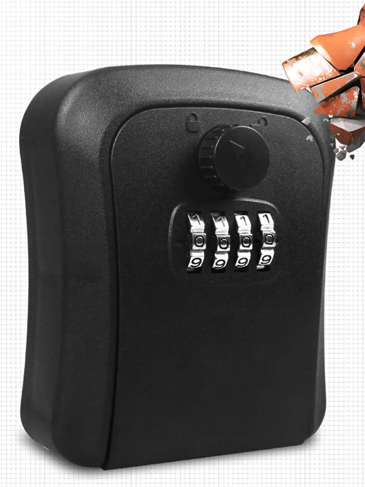 صندوق قفل المفاتيح، مفتاح بلاستيكي مثبت على الحائط، آمن ضد الطقس، 4 صندوق قفل تخزين المفاتيح للاستخدام الداخلي والخارجي