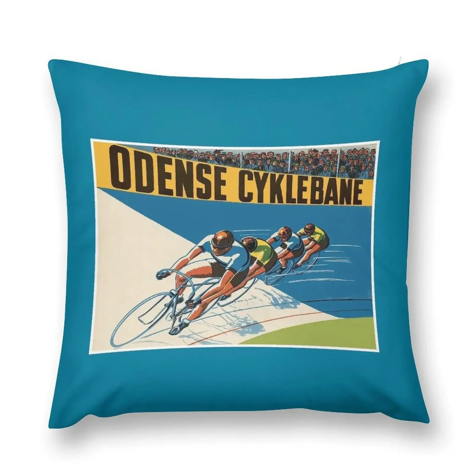 ODENSE CYKLEBANE : Vintage Track Bicycle Racing Print Throw Pillow luxury home accessories Pillow Cover pillow