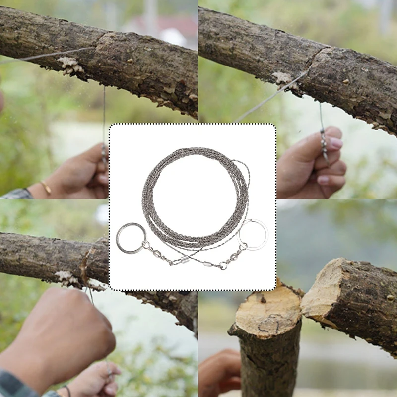 Outdoor Hand-Drawn Rope Saw 304 Stainless Steel Wire Saw Camping Life-Saving Woodworking Super Fine Hand Saw Wire 5M