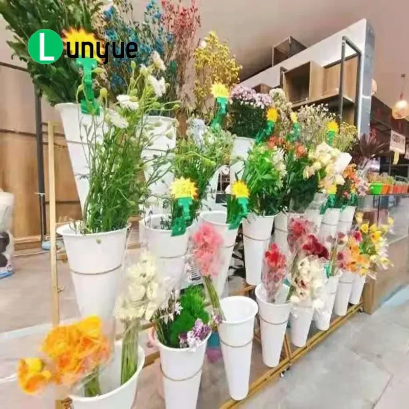 Flower Display Rack with Universal Wheels Stepped Storage Shelf for Flower Shop Wedding Birthday Decoration Stall Organizer