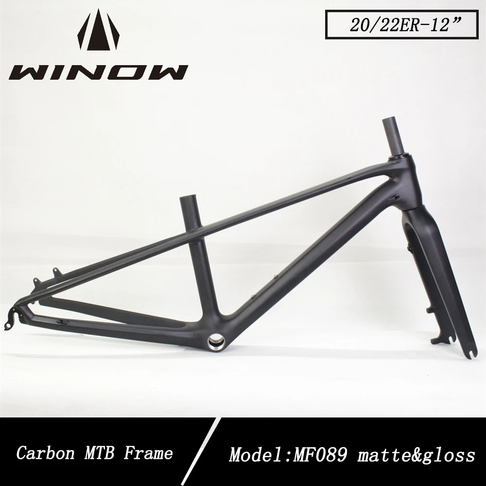 Winowsports 20ER 22ER Carbon Kids MTB Frame 135*9MM QR Mountain Bike Carbon Frameset Max tires 2.3\