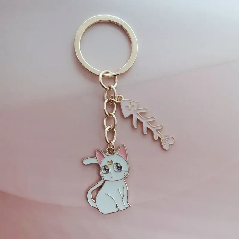 حلقة مفاتيح معدنية جذابة للنساء ، سلسلة مفاتيح بحار ، قمر ، قطة حلوة ، سيارة ، إبداعية ، كرتون ، لطيف ، هدية للزوجين ، قلادة حقيبة #2