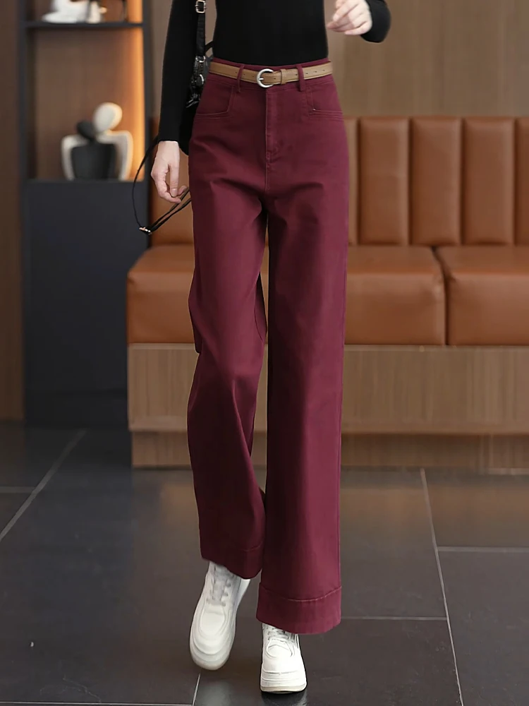 

Ankela High Waist Slim Fit Wide Leg Jeans Women's Casual Straight Cut Denim Pants Autumn Winter New Style Small Size Friendly