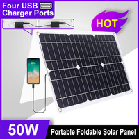 Portable 50W Mono Solar Panel 18V 12V 2.4A USB 5V Charger Waterproof Lightweight 0.8kg for Camping Travel Outdoor Battery Solar