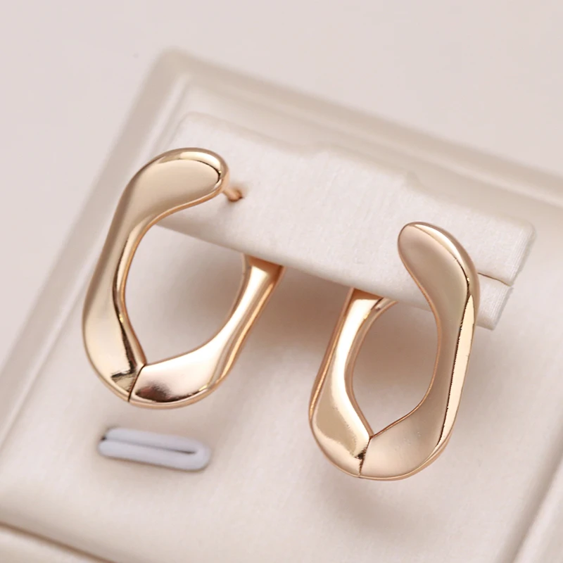 Kinel Hot Fashion Glossy Women Dangle Earrings 585 Rose Gold Color  Minimalist Geometry Earrings High Quality Daily Fine Jewelry