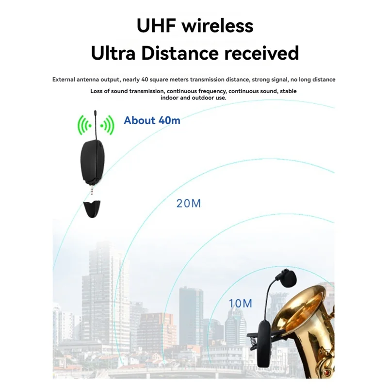 

【В наличии】 Беспроводная микрофонная система UHF 2.4G для инструментов, приемник и передатчик, набор для саксофона