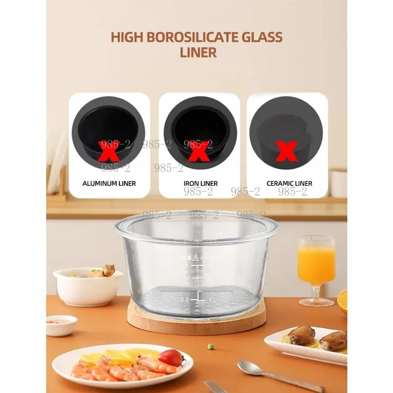 2L Intelligent Rice Cooker, Visual Glass Multi Cooker Portable Household Multifunctional Panela Elétrica De Arroz