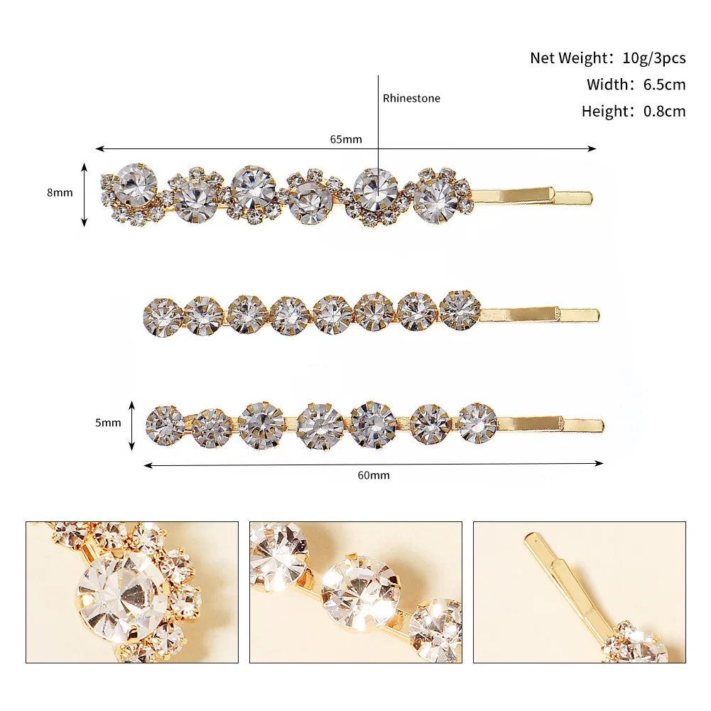 Zarte funkelnde Haarspange mit Strasssteinen, modischer Pony-Seitenclip für Frauen, tägliche Mädchen-Haar-Accessoires als Geschenk – Detail 14