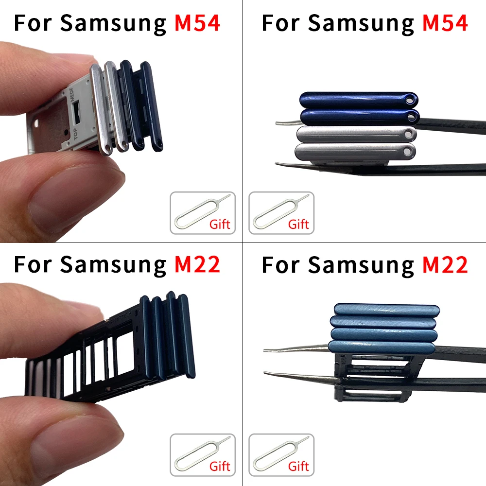 10Pcs，Dual Card SIM Card Tray Chip Slot drawer Holder Adapter Accessories Parts For Samsung M21 M21S M22 M31 M54 M34 5G M15 5G