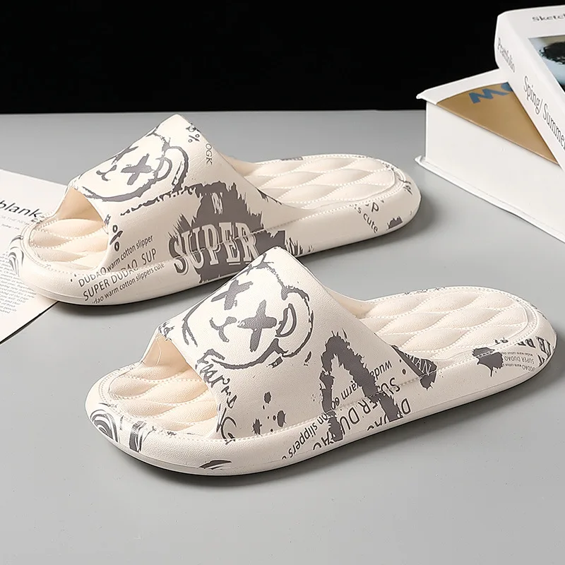 

2025 Women Summer Slippers Beach Sandals Flip Flop Printing Thick Soled Boys Girls Unisex Home Bath Shoe