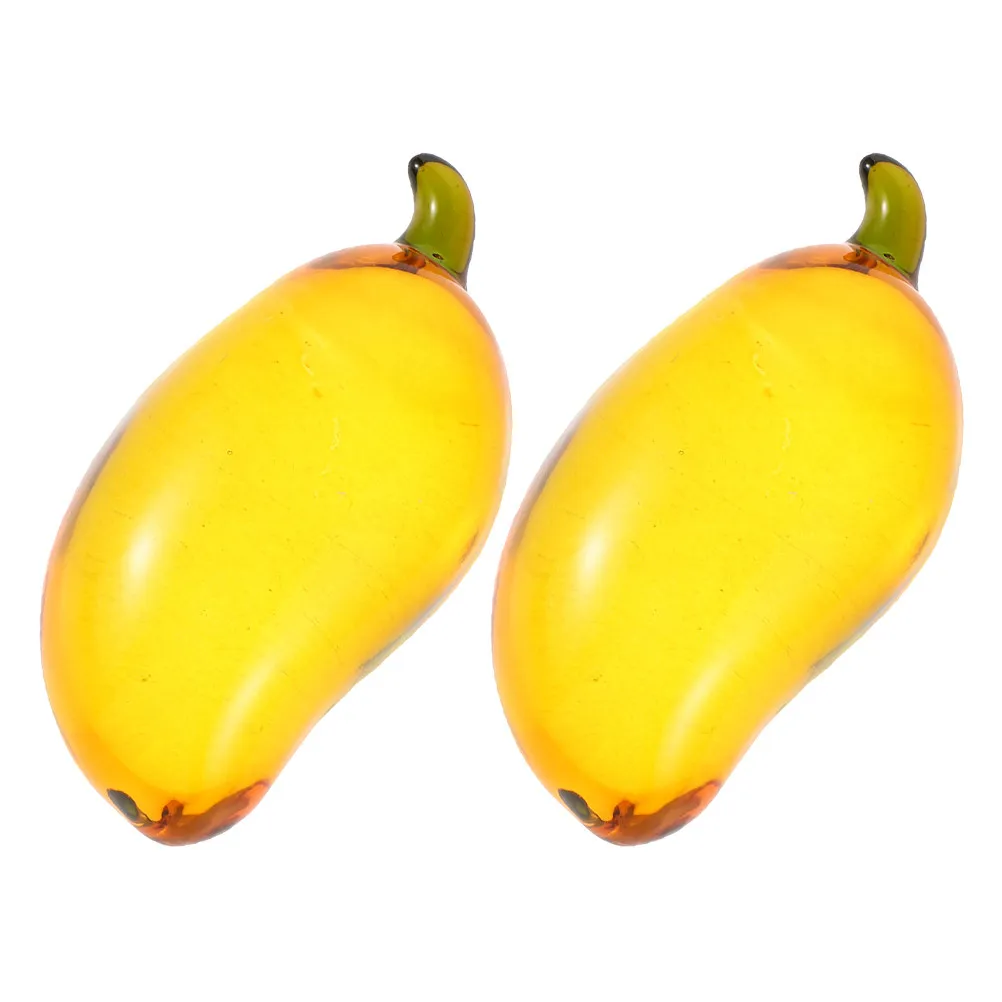 Crystal Mango Sculpture Hand Blown Realistic Fruit Statue Table Centerpiece Unique Mango Shaped Paperweight Home Office