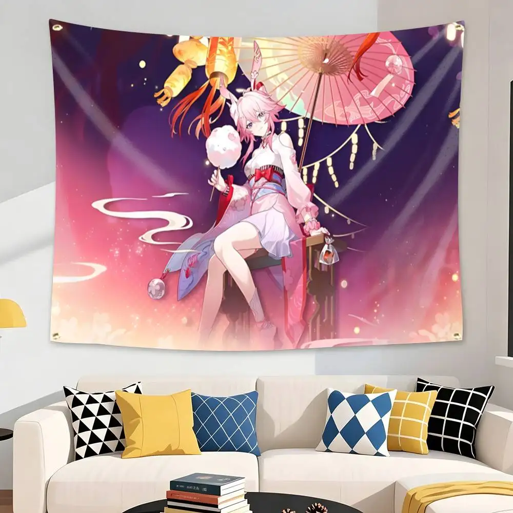 E-Evanescia FOX Game HSR Flag Tapestry Banner for Bedroom Living Room Outdoor Camping Custom Supported