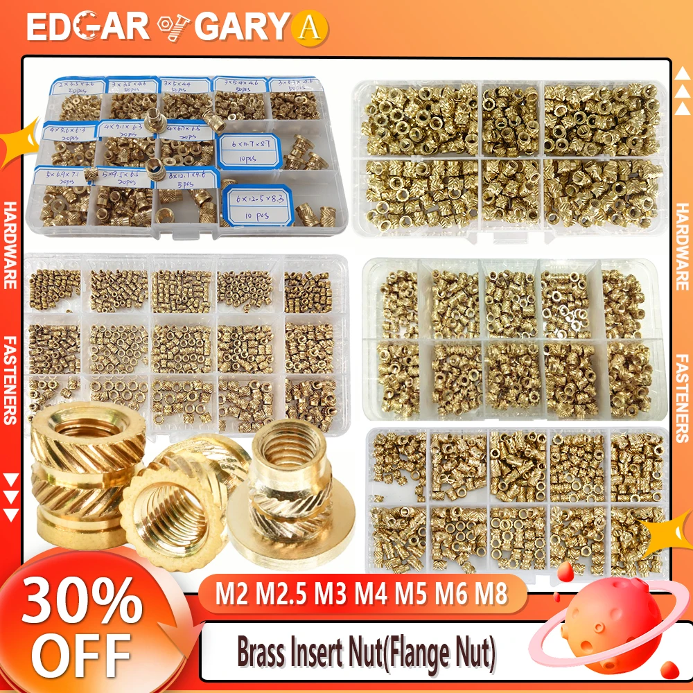Hot Melt Nuts Brass Insert Nut Copper Nutsert Inserts Heating Embedded Thread Nuts Insertion Insertnut M2 M2.5 M3 M4 M5 M6 M8