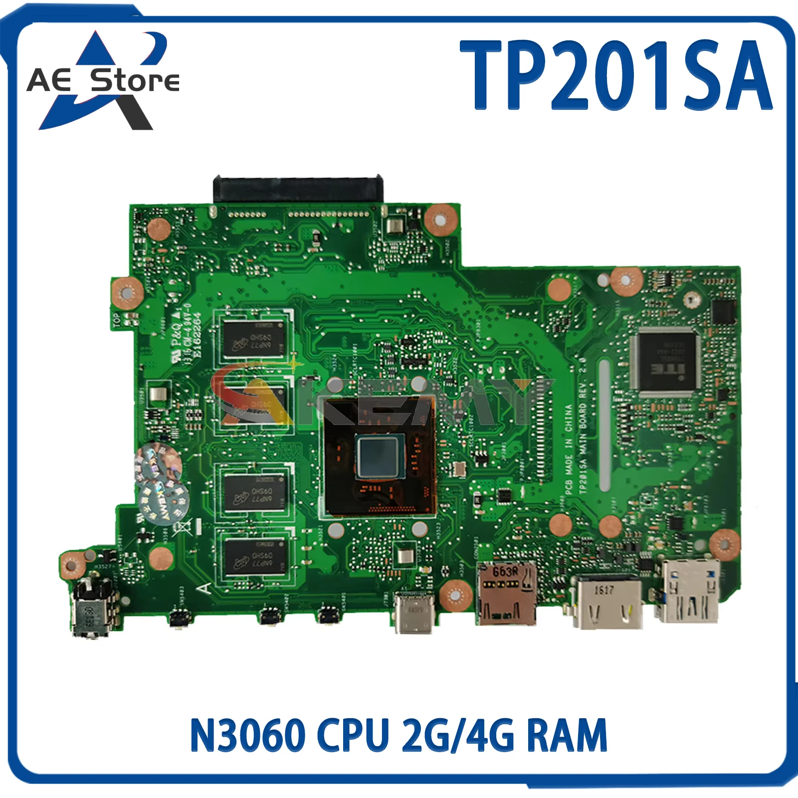 AE TP201SA Notebook Mainboard For ASUS Flip VivoBook TP201 J201SA Laptop Motherboard N3060 CPU 2G/4G RAM