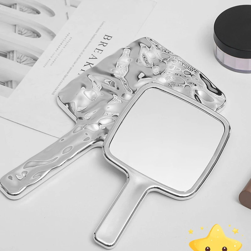 Liquid Shape Square Mirror Mini Hand-Held Desktop Cosmetic Portable Makeup Mirror Travel Retro Style Beauty Mirror For Handbag