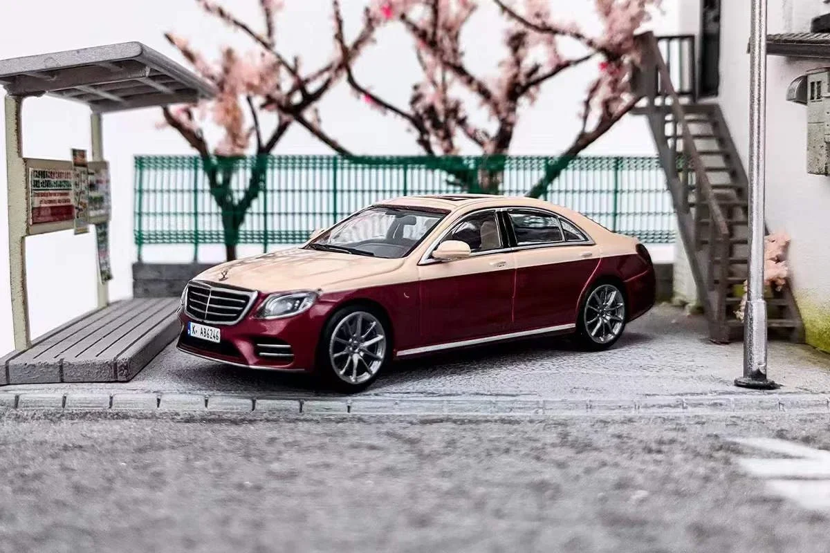 マスターダイキャストモデルカー、ホワイトブラックとグリーン、sクラス、s450、w222、1:64