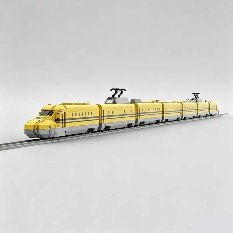 4865Pcs Yellow High Speed Rail Inspection Train Moc Custom Puzzle Railway Building Blocks Assembly Toy Educational Creative Gift