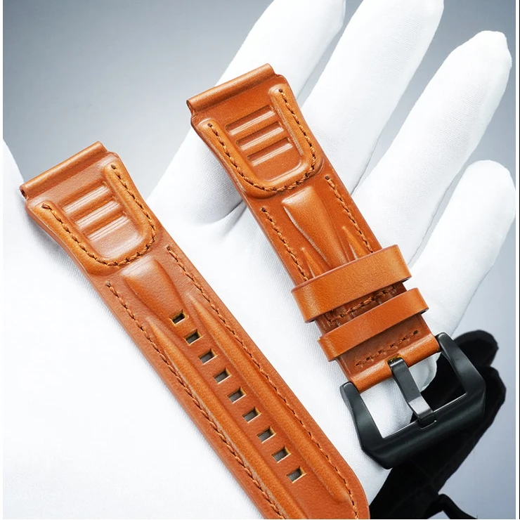 Vintage Genuine Leather Watch Strap 22mm 24mm, Compatible with Diesel, Breitling, Casio PRG-600 PRG-650 Outdoor Sports Watch view 3