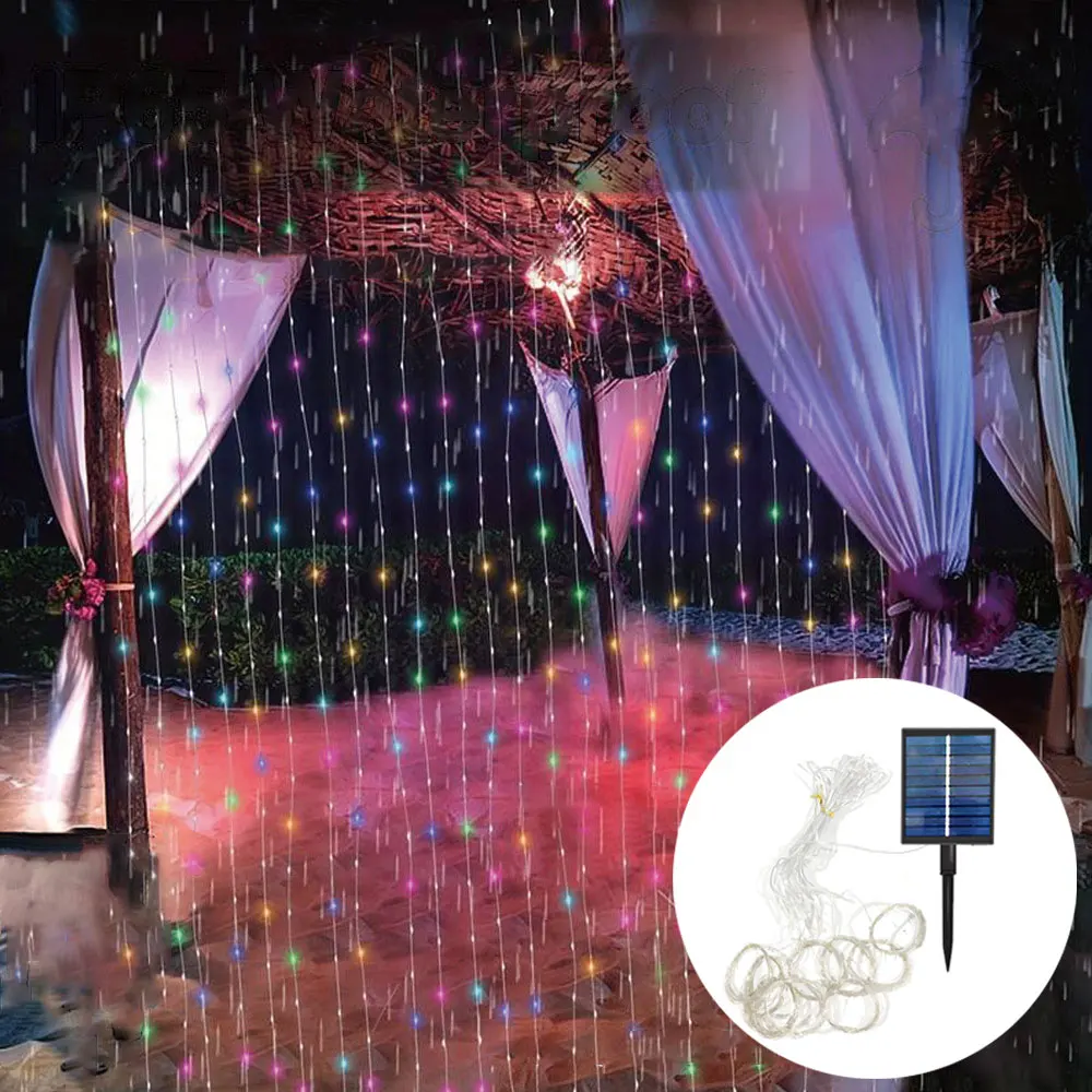

Fairy Solar Curtain String Lights LED 8 Modes Wedding Garland Room Decoration Valentine's Day Outdoor Garden Ramadan Decor 2026