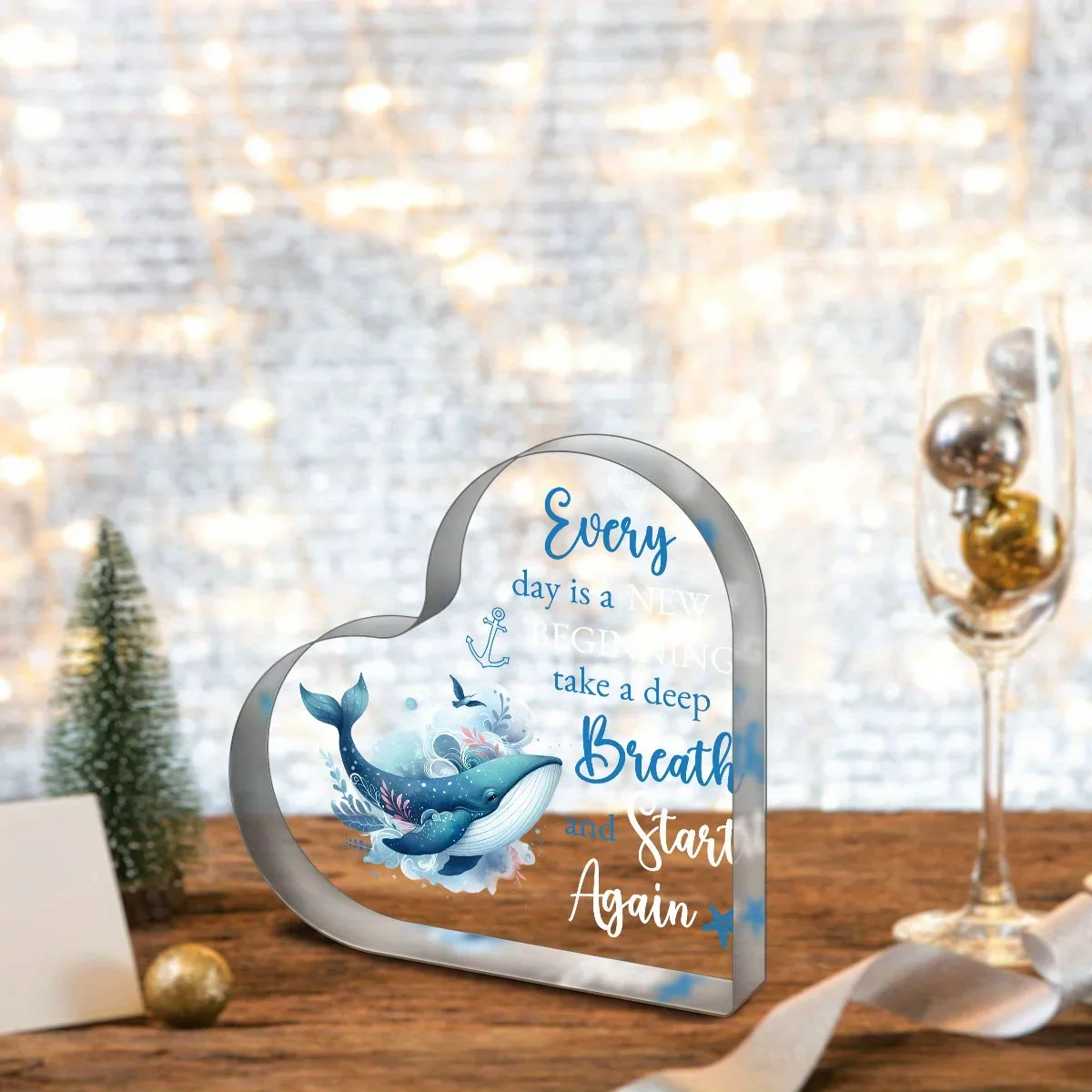CIFBUY Acrylic Whale Sign Wall Art Ocean Theme Decor Motivational Quote Home Office Bedroom Colorful Gift Inspirational