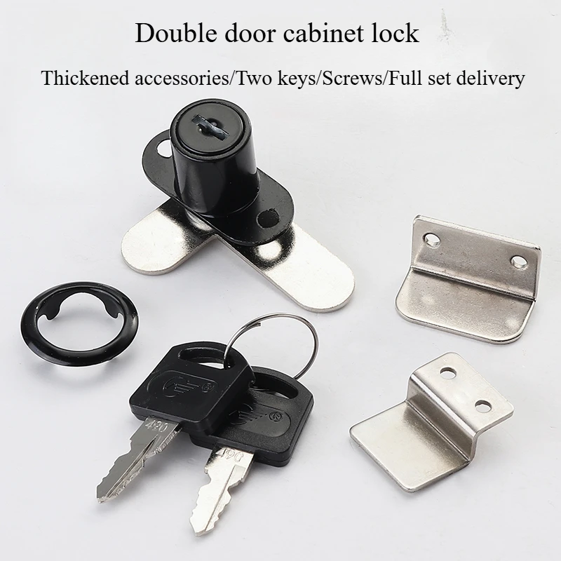 Double Open Cabinet Door Lock 7-shaped Opposite Turn Tongue Lock File Cabinet Letterbox Furniture Door Lock