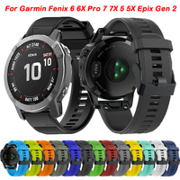 26mm 22mm Silicone Watch Band Straps For Garmin Fenix 6X 6 Pro 7X 7 5 5X Plus Easyfit Wristband Epix Gen 2 Smartwatch Bracelet