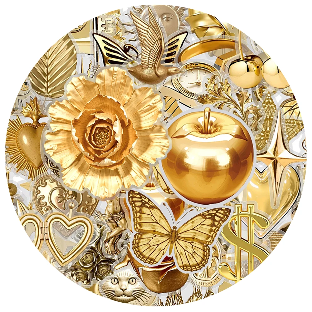 

10/30/50pcs Ins Style Gold Vintage Art Stickers Aesthetic DIY Notebook Phone Guitar Transparent Waterproof PET Decals Decoration