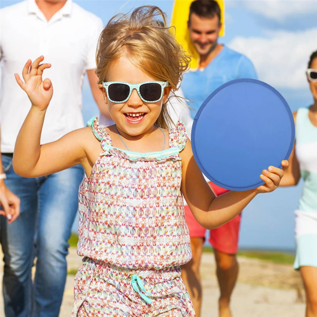 Składany okrągły wachlarz - niebieski