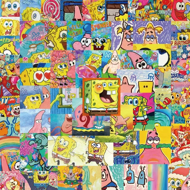 50pcsSpongeBob باتريك ستار الكرتون لطيف النفط اللوحة الرياح ملصق مضاد للمياه جراب هاتف مذكرات كوب الديكور صبي وفتاة هدية.