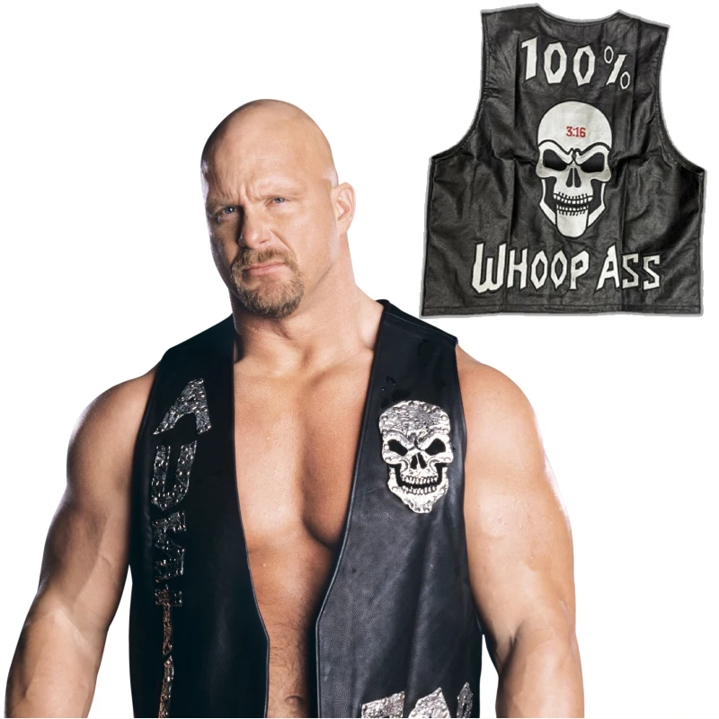 

WWE Stone Cold Steve Austin SOB Vest AUSTN Men's Black DTA Replica red motorcycle Vest