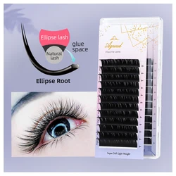 AGUUD Ellipse Flat Eyelash Extension Soft Double Split Tips Faux Mink Individual Eyelash Volume False Ellipse Lash Professional