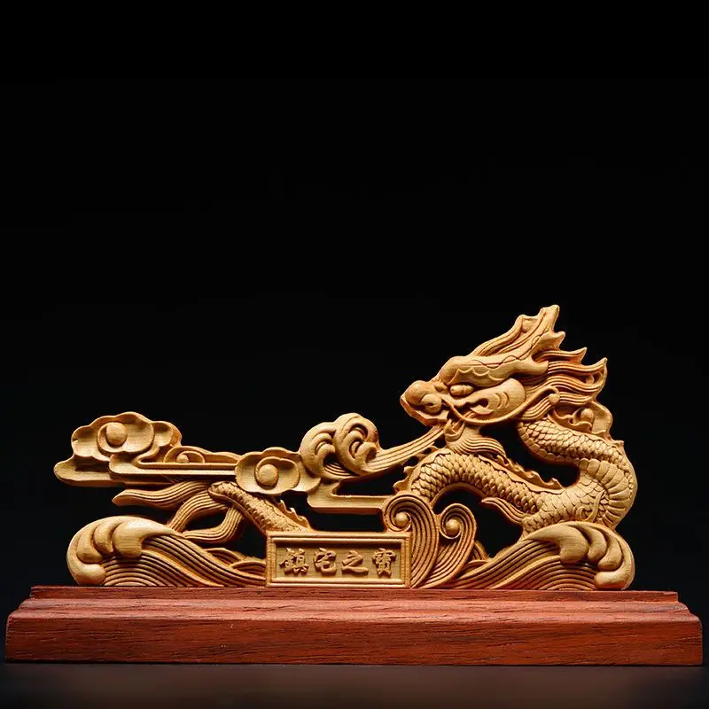 Cliff Cypress Wood Carving Dragon Ornaments Carving Zodiac Home Living Room Decoration Crafts
