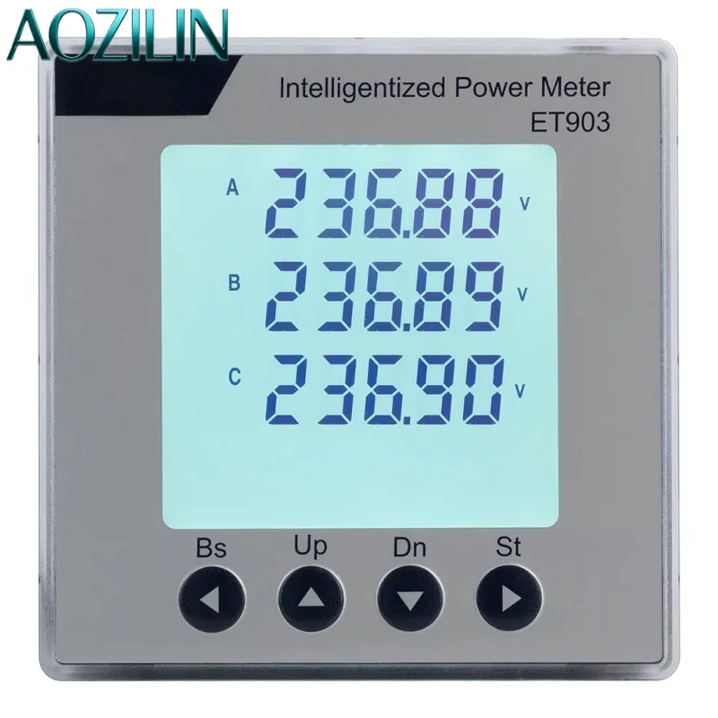 AOZILIN 3 Phase Smart Energy Meter With RS485 Modbus RTU Keypad Prepaid System Undervoltage Protection KWH Measuring Monitor