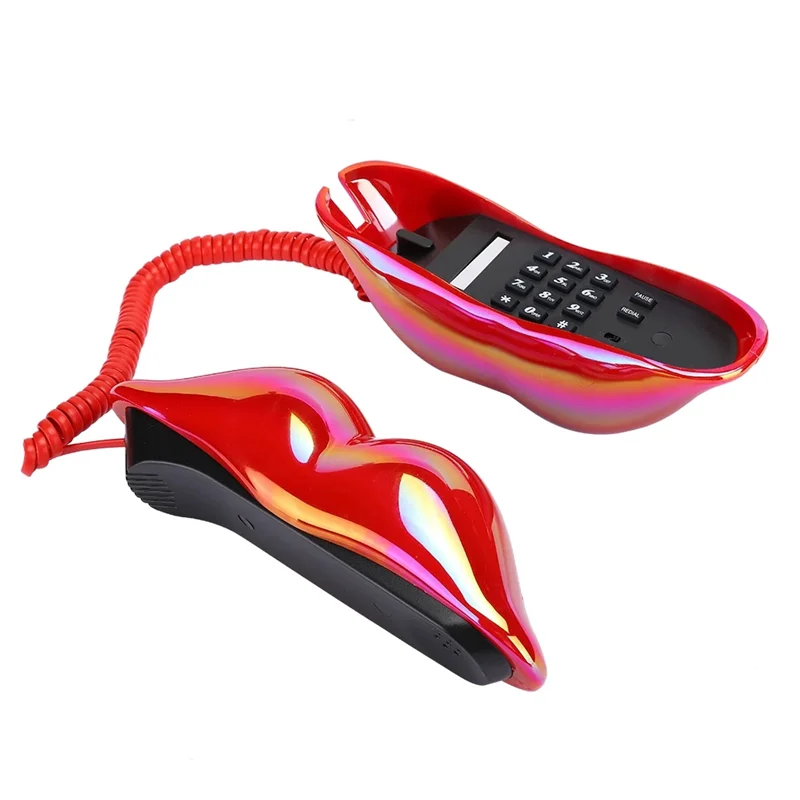 Exquisite-New Red Lips Landline Phone European Fashionable Desktop Telephone Corded Fixed Phone For Home Hotel Office