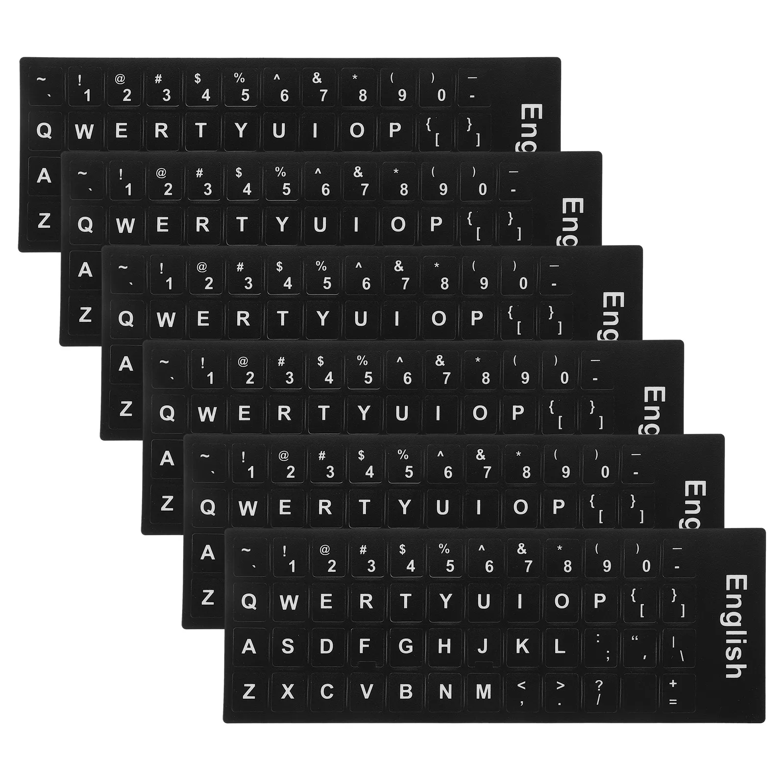 

6pcs English Language Keyboard Stickers Laptop Decals White Lettering Durable Replacement For Worn Keys Universal Fit Easy Apply