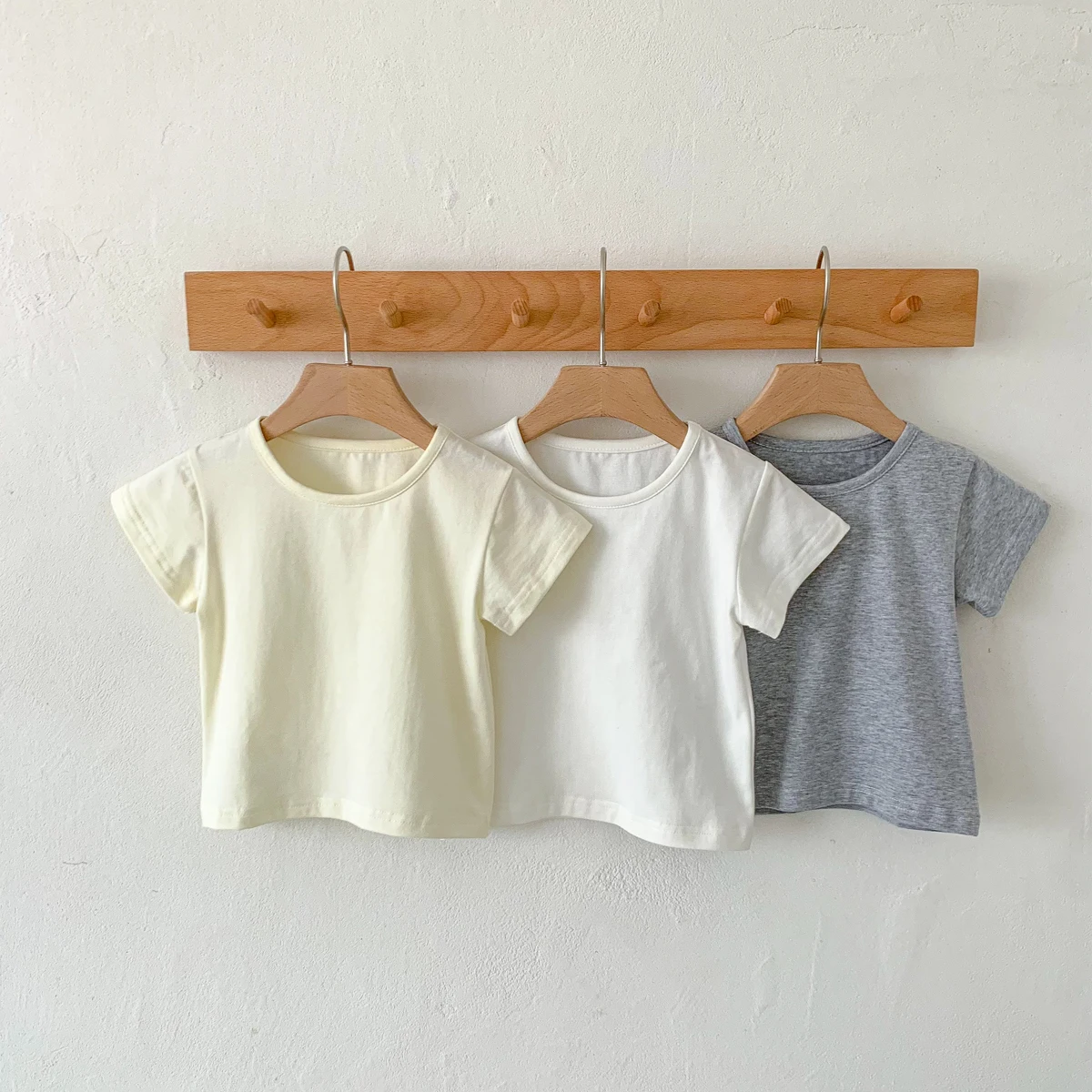 Boys' Short Sleeve T-shirt Baby Solid Color T-shirt Children's Summer Thin Girls' Tops Home Furnishing Bottom Shirt