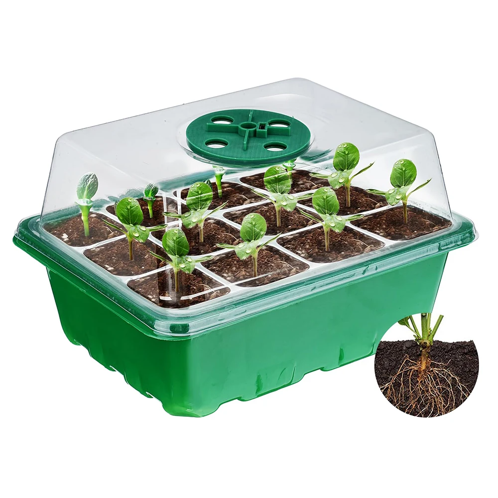 Seed Starter Tray Plant Starter Kit and Base Mini Greenhouse Germination Kit for Seeds Growing Starting