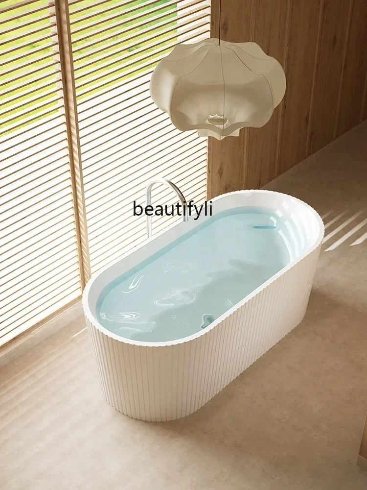2003Bathroom Acrylic Seamless Integrated Design Bathtub Household Small Apartment Hotel Homestay Vertical Striped Bathtub