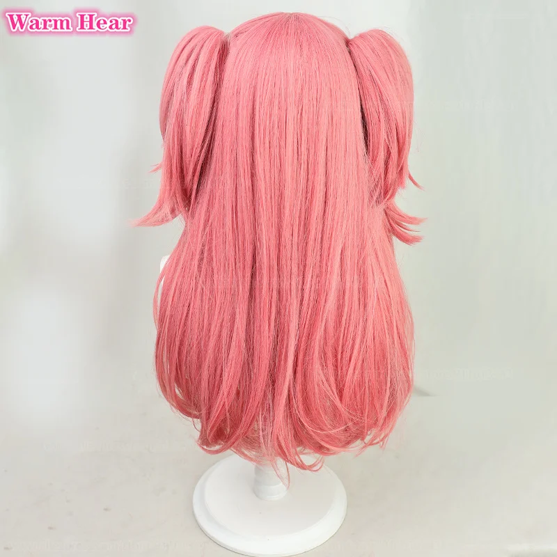 Momoi-peluca sintética Airi de Anime, pelo largo de 70cm, rosa, doble cola de caballo, Clips, horquilla de Cosplay, resistente al calor, pelucas de fiesta + gorro de peluca