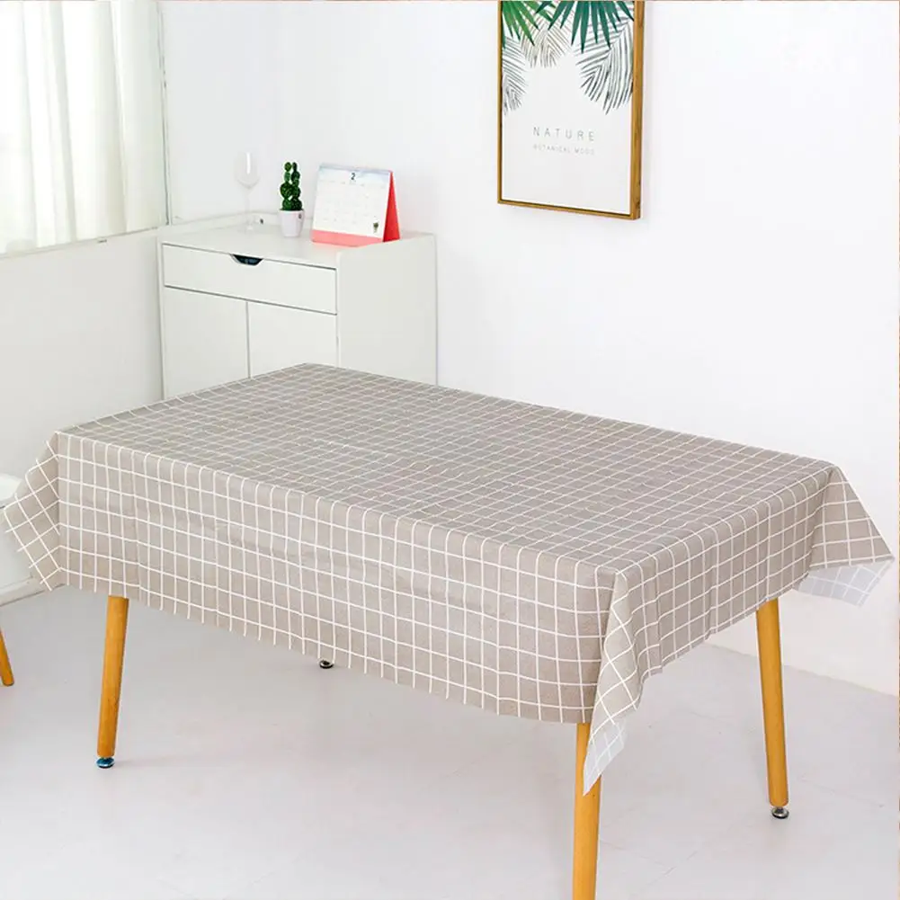 Waterproof Plastic Checkered Tablecloth Desk  Cover Cloth Household Tableware Kitchen Accessories 137X90cm