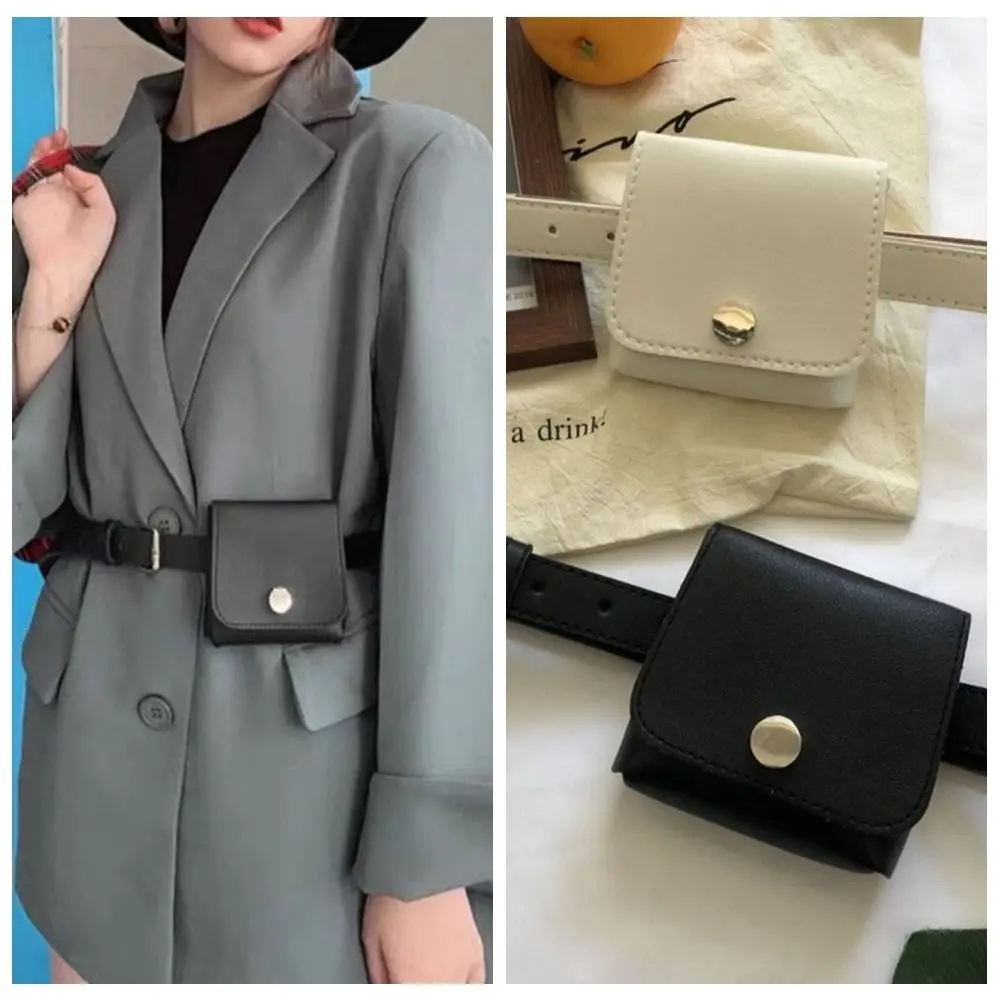 

Ins Korean Style Women Waist Bag Purse PU Women Belt Bag Clutch Bag Card Pocket Small Card Bag Outdoor