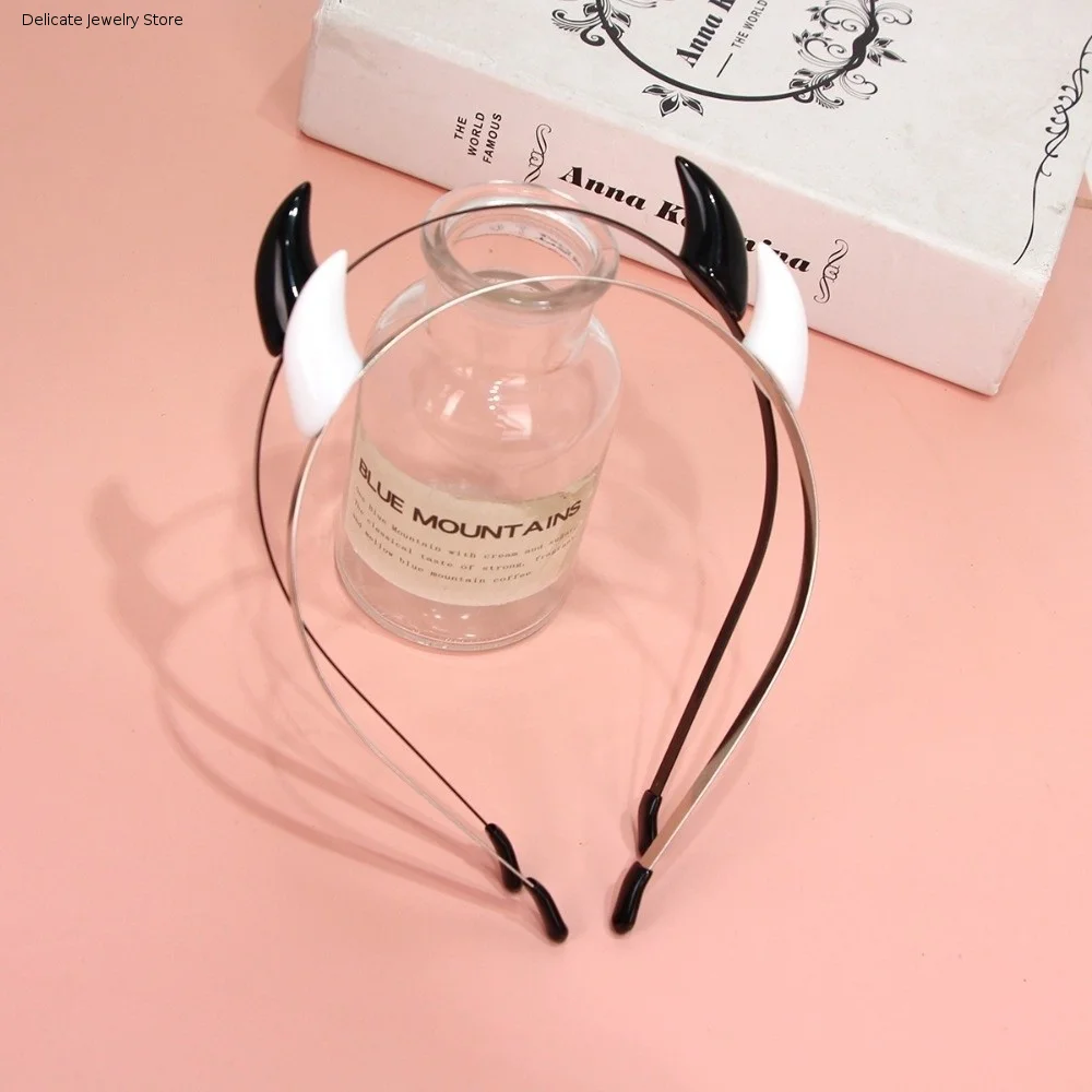 Animal Devil Horn Hairband Glossy Resin Ox Horn Hair Clips Alligator-clip Lightweight Anime Headband Daily Styling