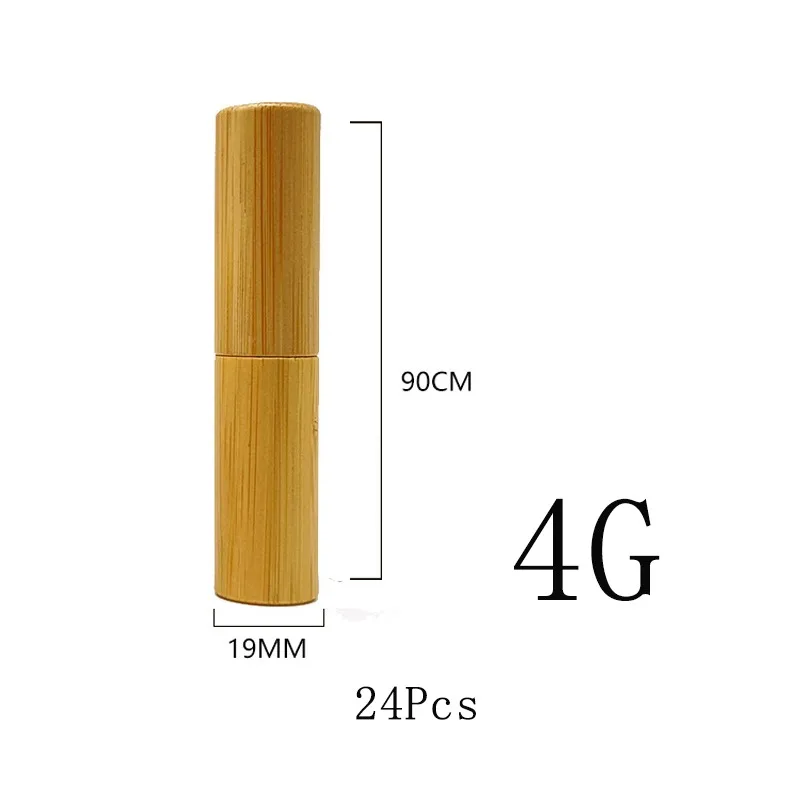 24Pcs Bamboo Empty Lipstick Tubes 4/5g Refillable DIY Lip Balm Tube Containers with Clear PP Plastic Inner Cosmetic Lipstick Lip